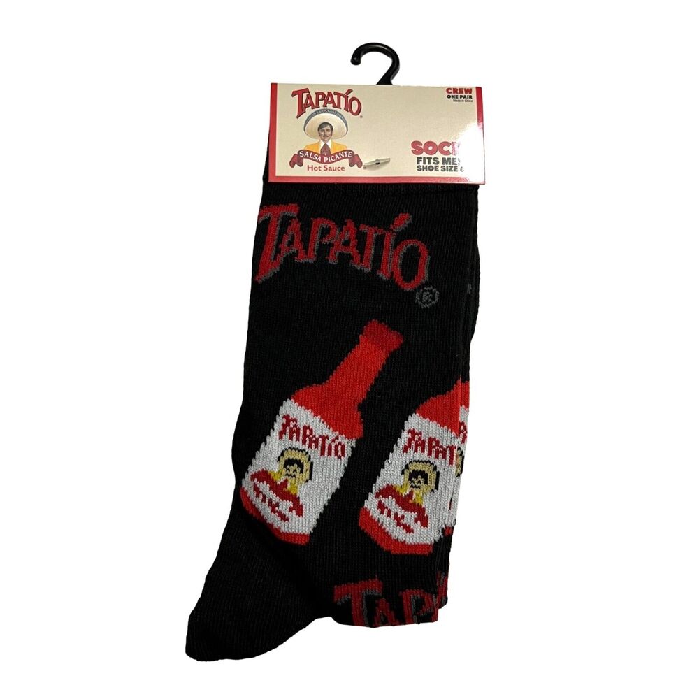 Odd Sox Unisex Tapatio Salsa Picante Hot Sauce Novelty Crew Socks Black Red